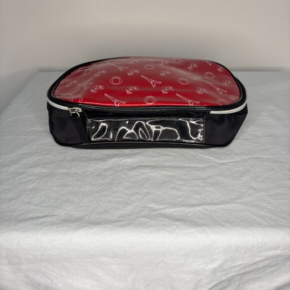 LANCOME Make Up Tote Paris Eiffel Tower Handle Black Red - Picture 2 of 7